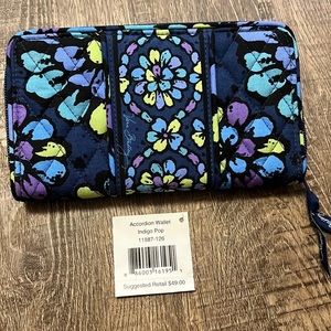 Vera Bradley accordion wallet- indigo pop- brand new